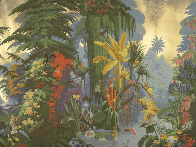 Vibrant Jungle Wall Mural in your room — zoomed