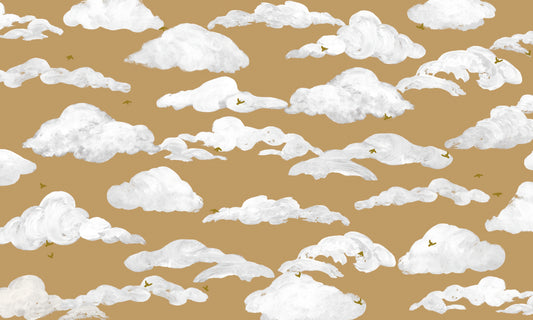 ふわふわした雲の壁の壁画