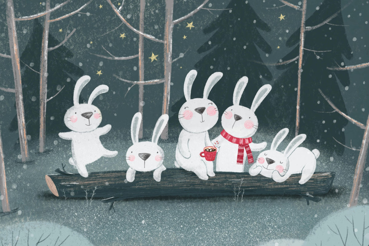 Bunnies Night Out Wall Mural