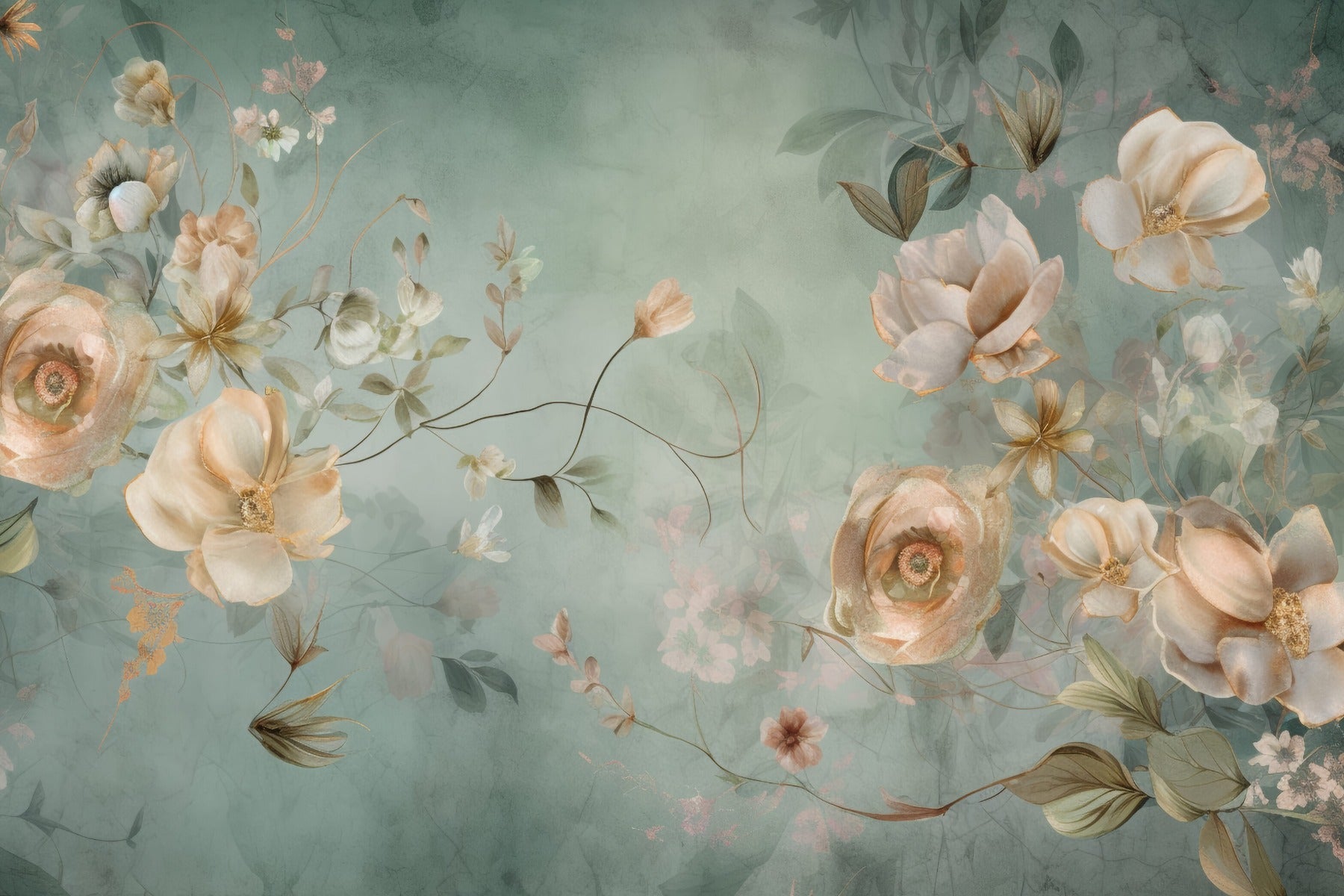 Delikat blomstrende blomstermaleri in your room — zoomed