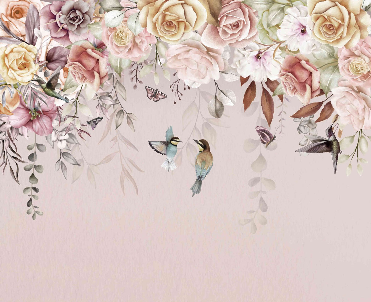 ヴィンテージの花の壁画 in your room — zoomed