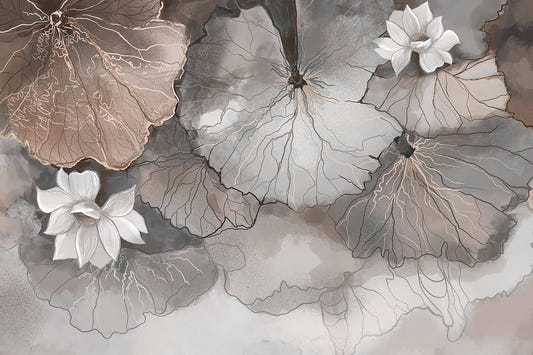 Lotus blad symfoni fersken vægmaleri
