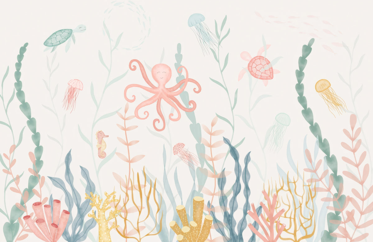 Pastel Marine Symphony Mural in your room — zoomed