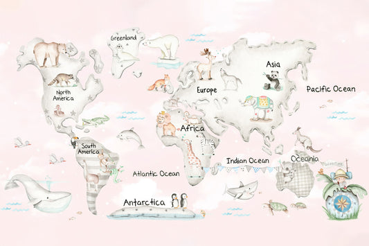 Cuddly Creatures Atlas Mural