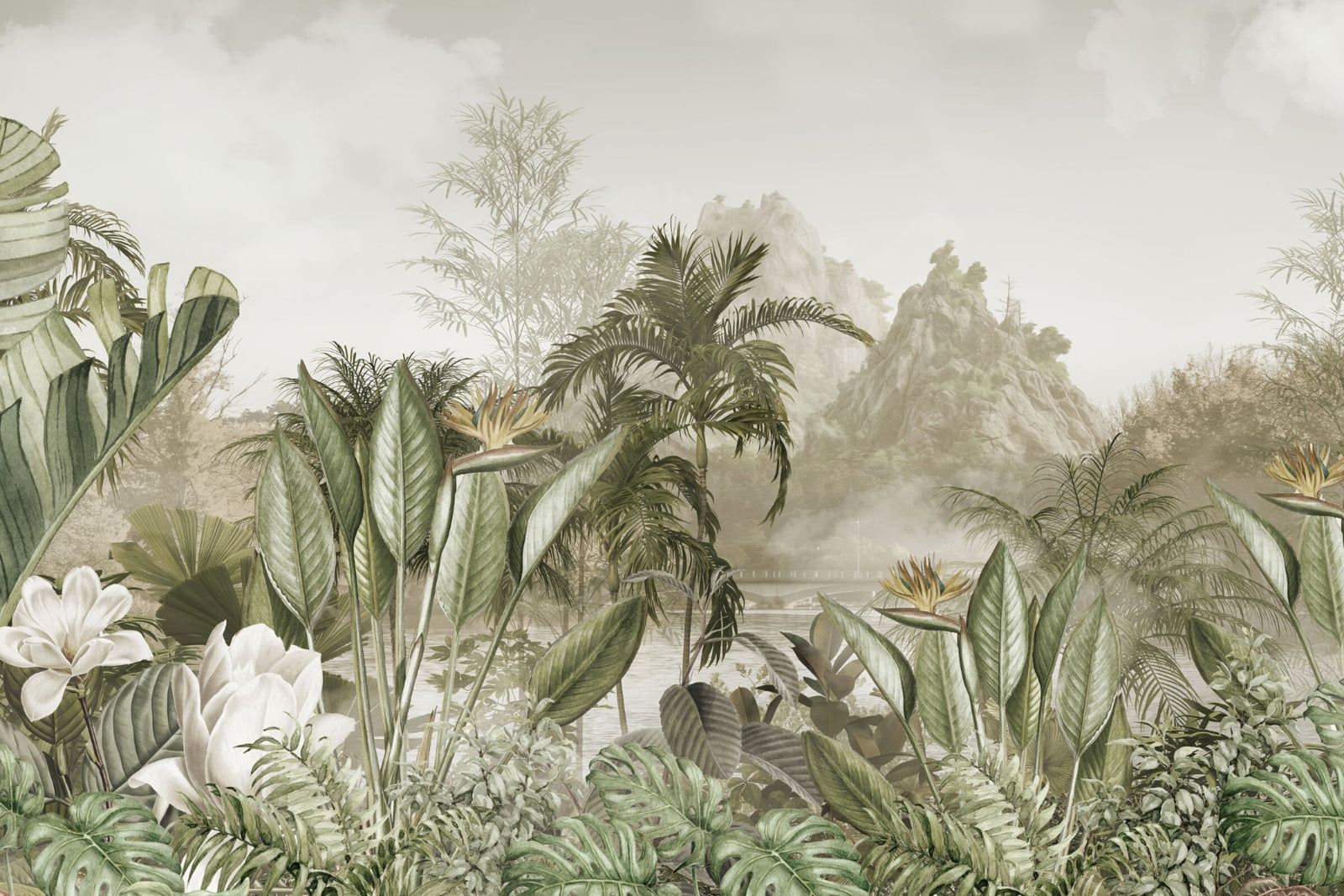 Murale de panorama de la jungle éthérée