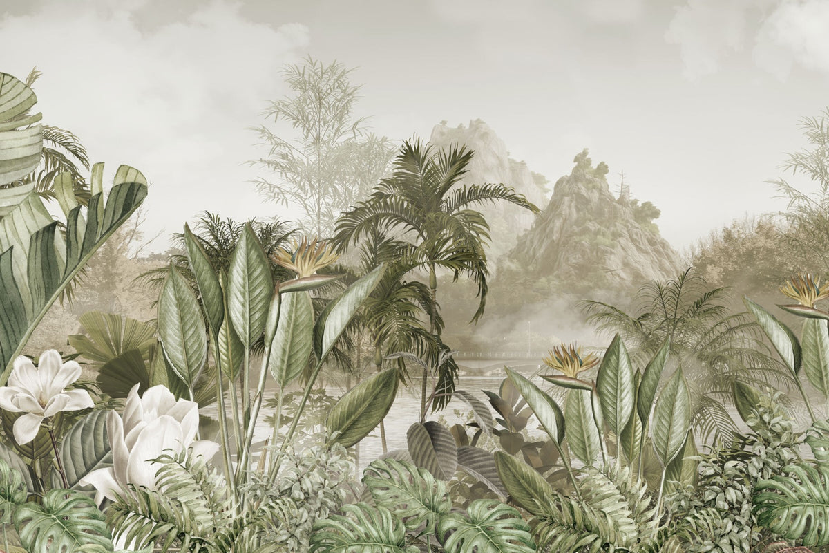 Murale de panorama de la jungle éthérée in your room — zoomed