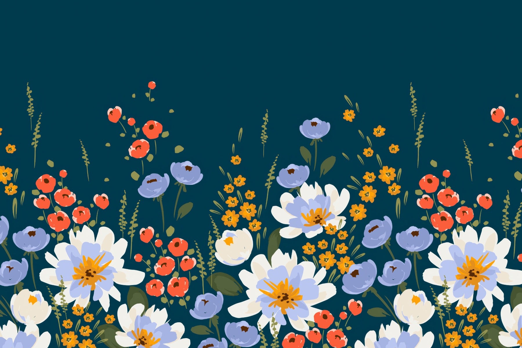 Mural floral de grădină de la miezul nopții