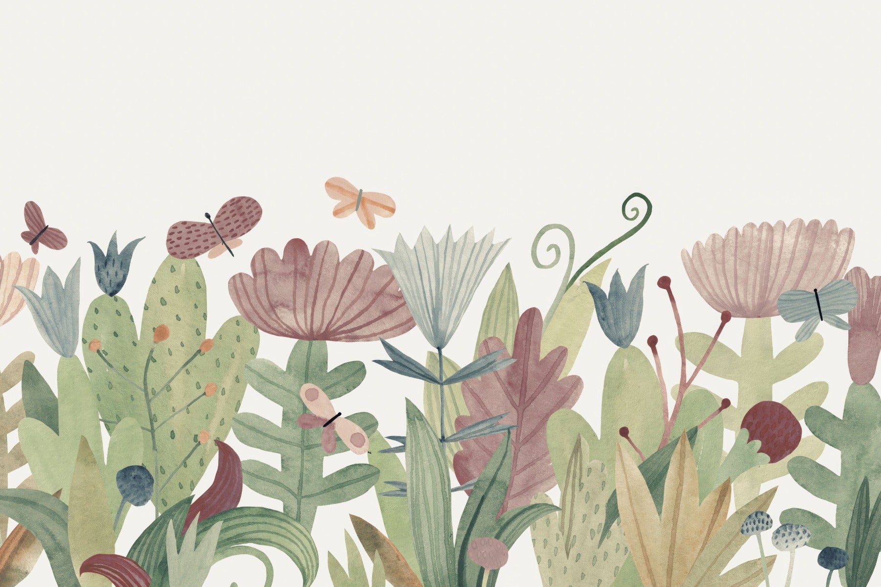 Akvarel vilde blomster vægmaleri