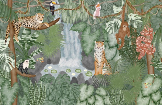 Faune tropicale Fantasy Fresco Mural