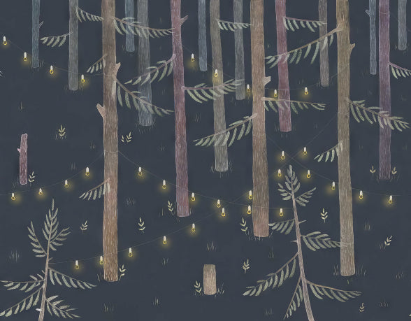 Midnight Grove Fairy Lights Mural in your room — zoomed