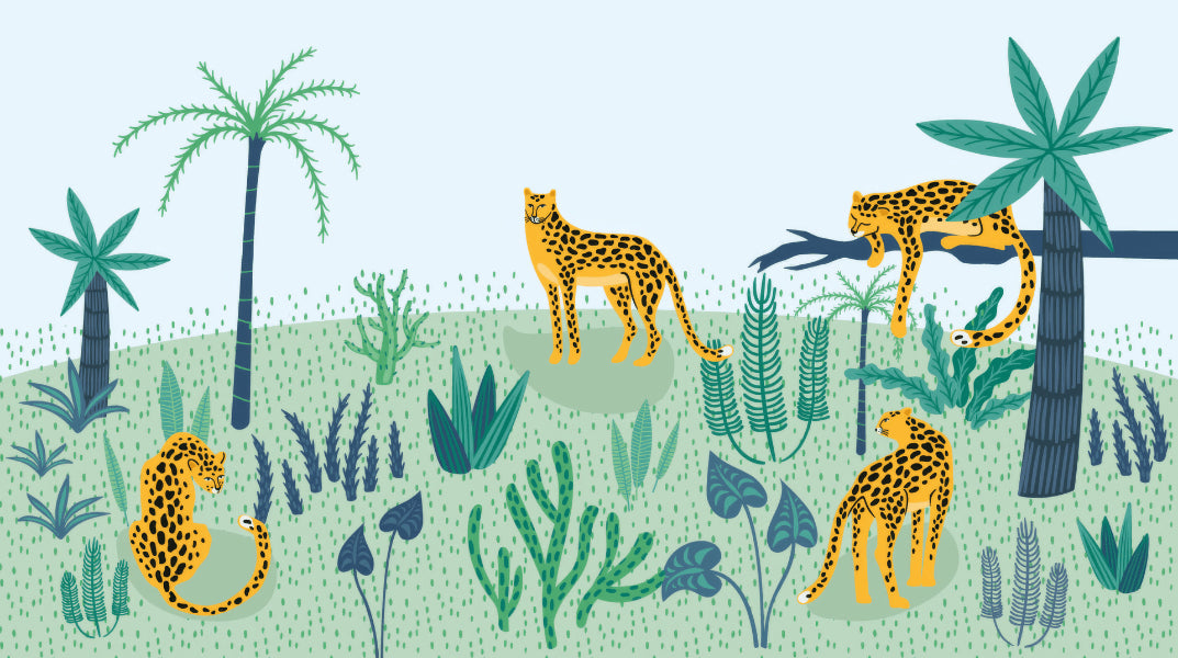 Zusammenfassung Leopard Jungle Mural in your room — zoomed