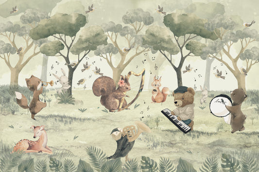 Mural de parede com tema de concerto de vida selvagem extravagante