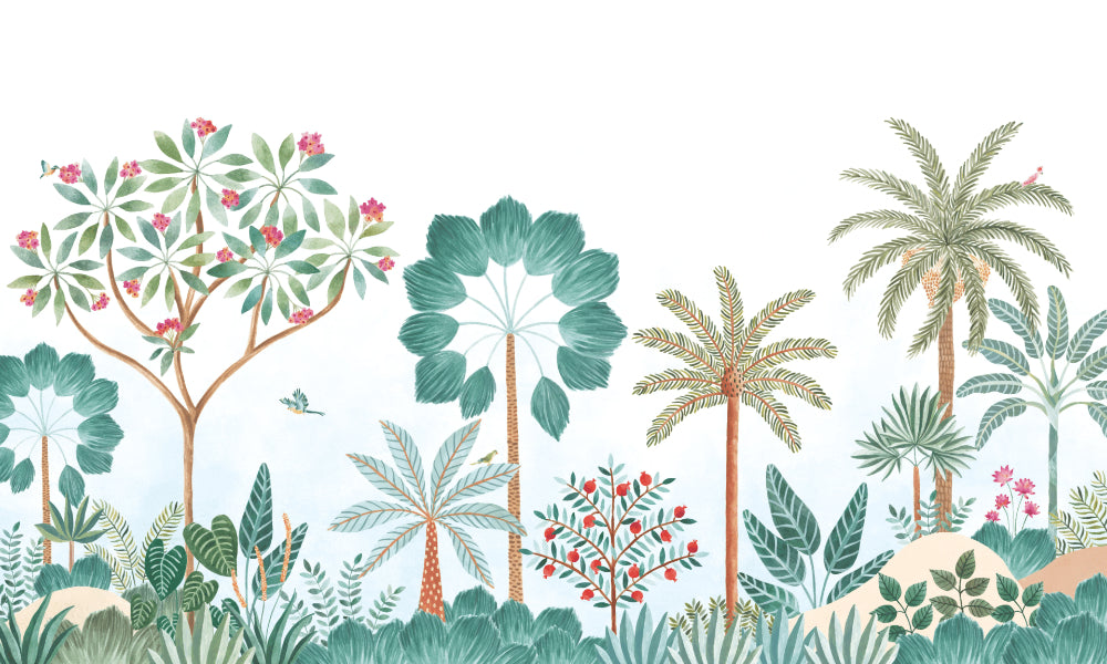 Murale del muro della foresta tropicale