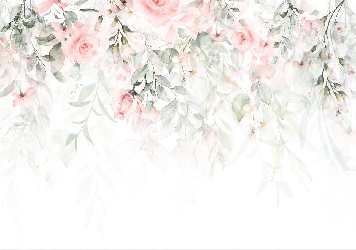 Ethereal Rose Garden Mural in your room — zoomed