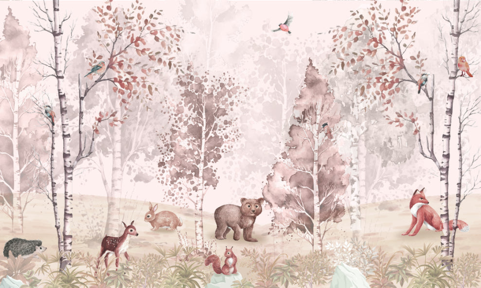 Fresque murale des fables de la forêt