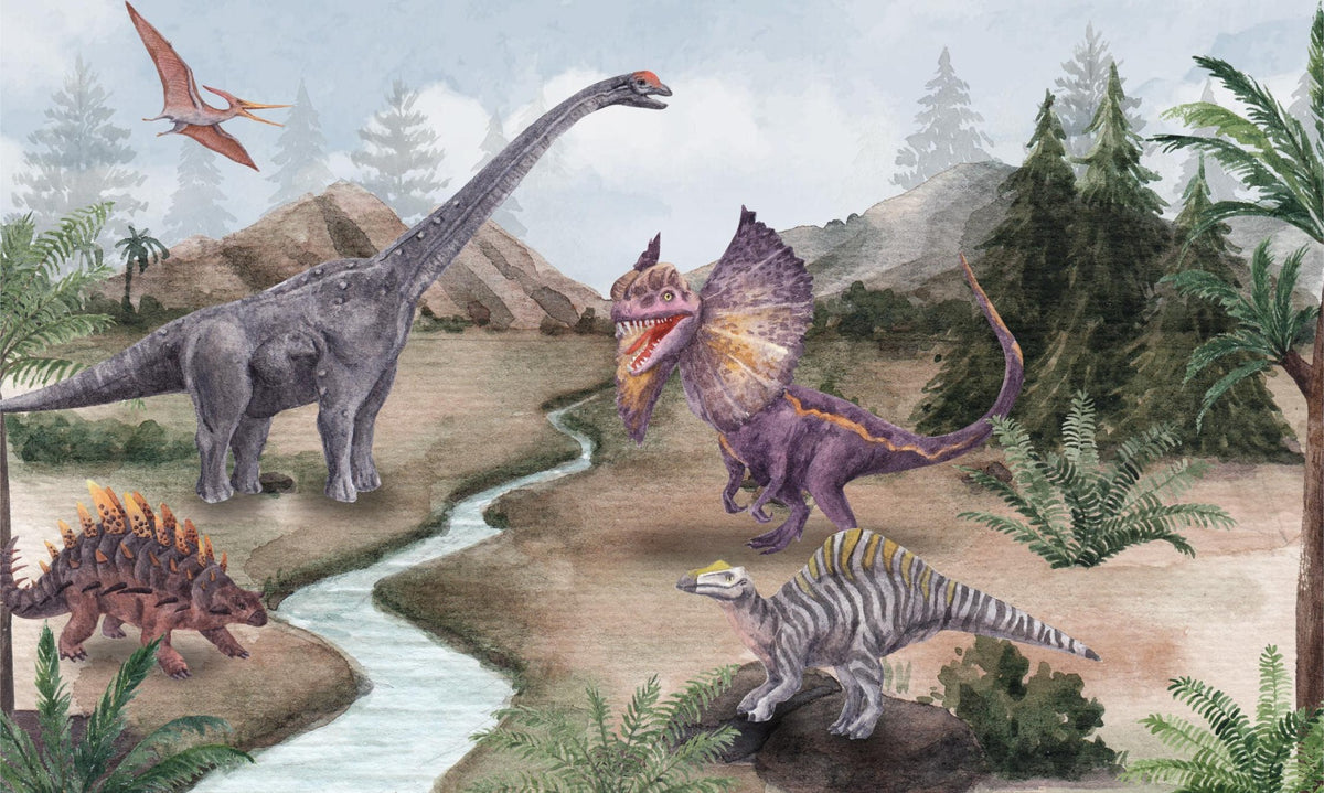 Dinosaur Era Wall Mural in your room — zoomed