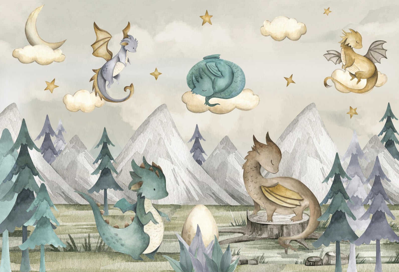 Dragon Fantasy World Wallpaper Wandbild