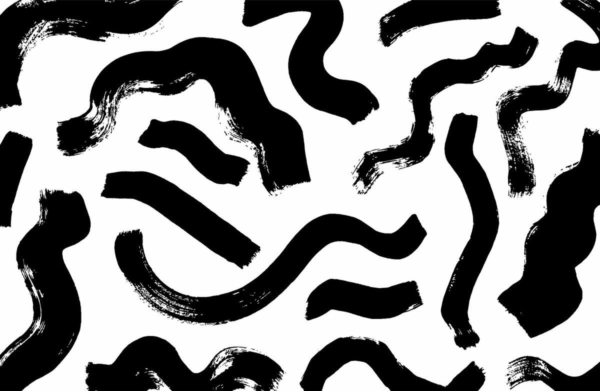 Moderne kunst zwarte penseelstreken behang in your room — zoomed