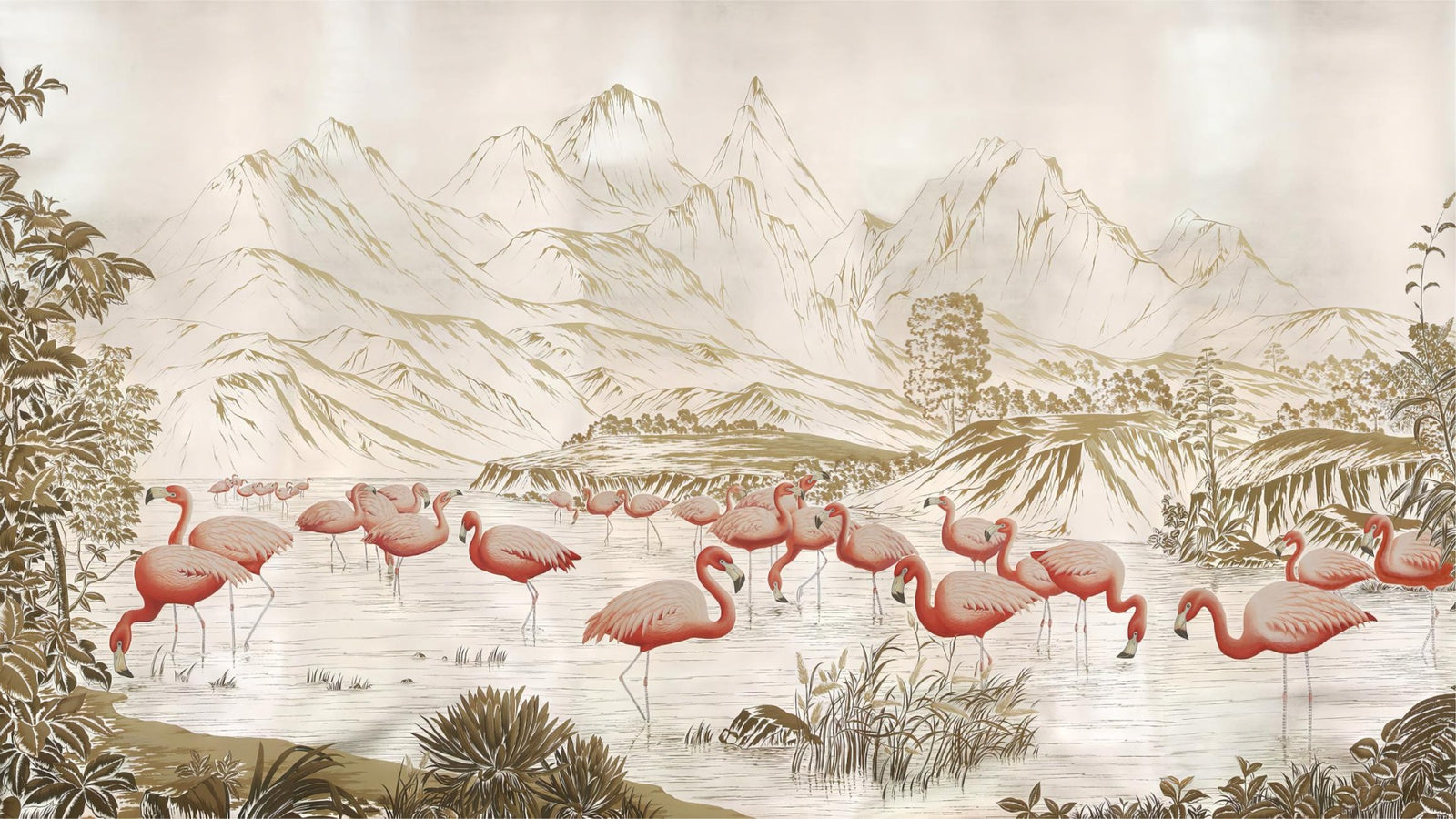 Flamingo Pastel Pink Wall Mural