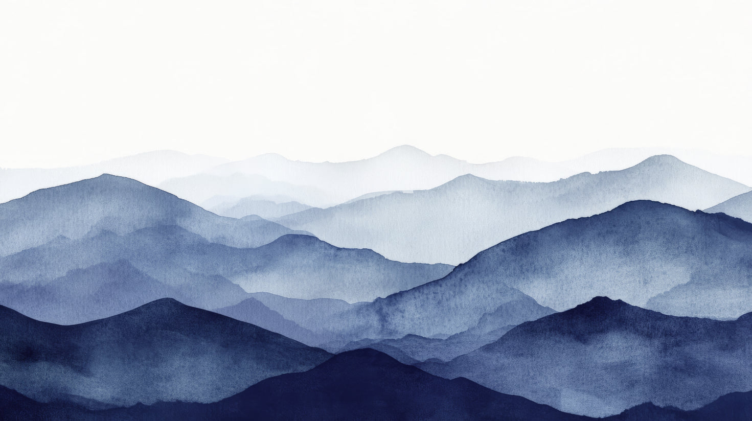 Mural de parede em aguarela com montanha azul in your room — zoomed