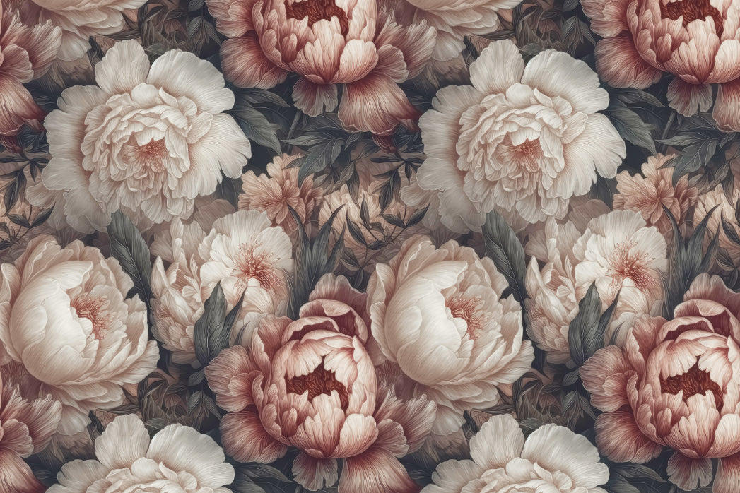 Peinture murale de pivoines