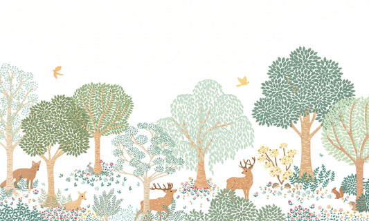 Green Forest Animals Wall Mural