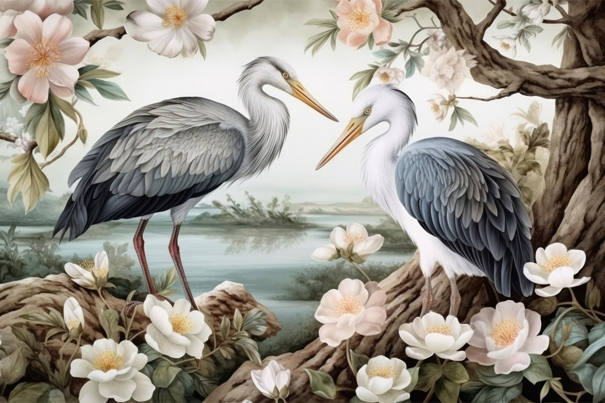 Murale de mur du lac Heron serein in your room — zoomed