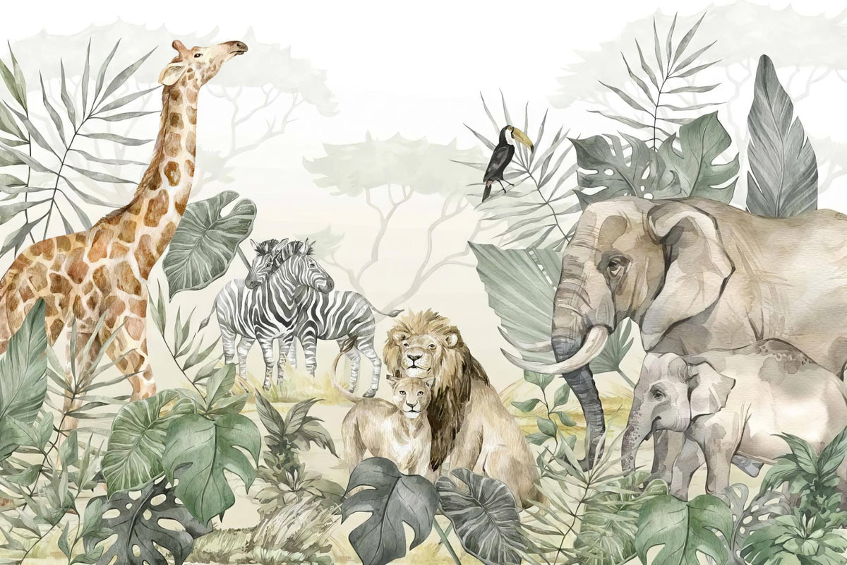 SAFARI Jungle Mur mural in your room — zoomed