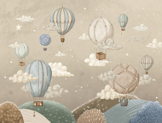 Dreamy Balloon Adventure Wall Mural