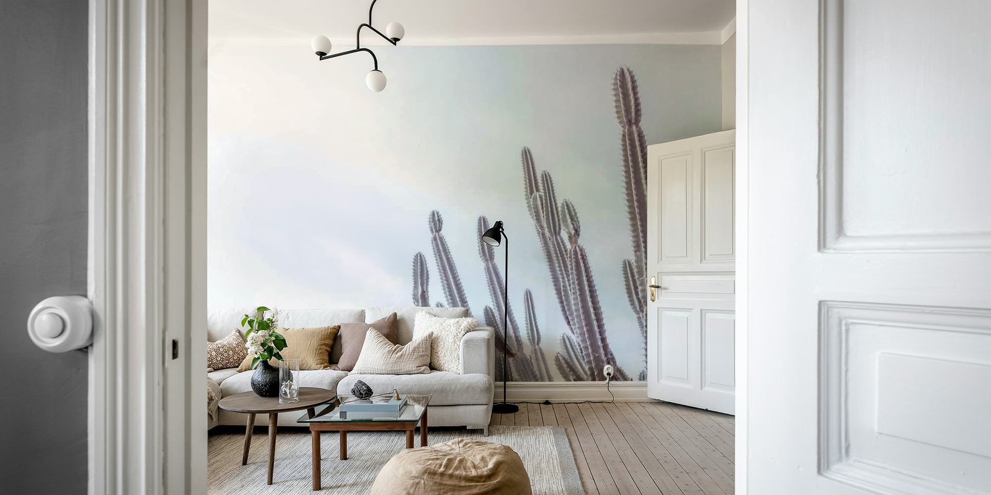Wall mural of a dreamy cactus landscape.

