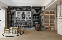 The wallpaper is perfect for a peaceful space.

