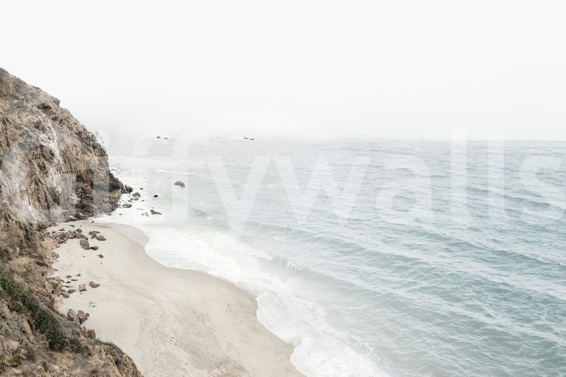 Panoramic mural of California’s rocky coast

