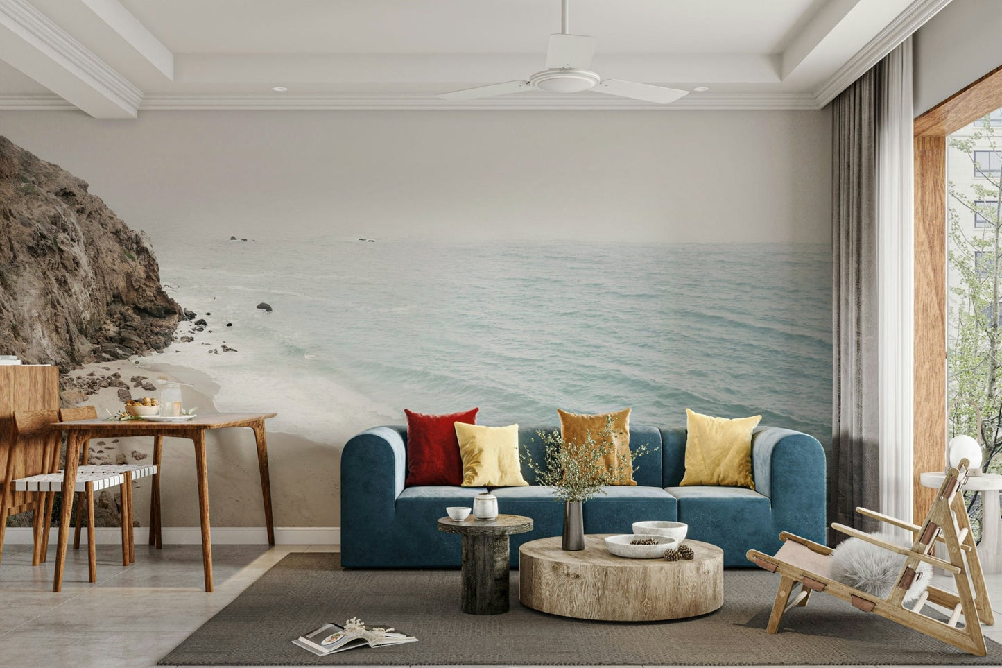 Ocean view mural inspired by California coastline

