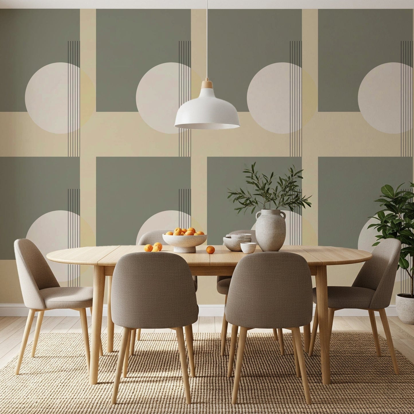 Soft Contrast wall mural featuring clean geometric shapes and subtle color variations.