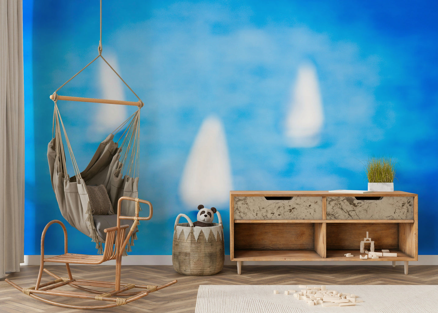 A serene nautical scene wall mural for your decor.

