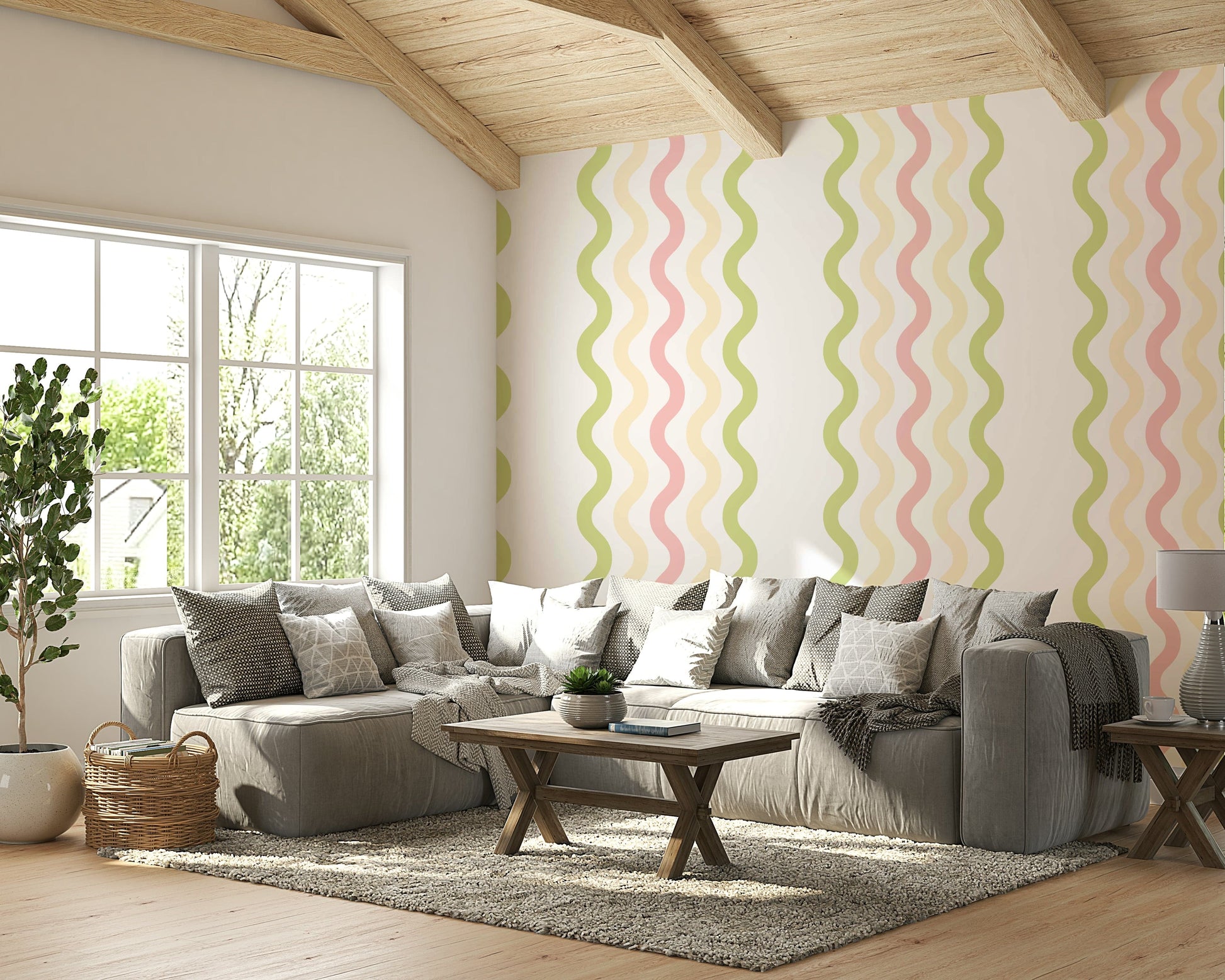 The composition is a harmonious, repeating pattern.

