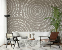 A contemplative gentle circle wallpaper mural for a feature wall.