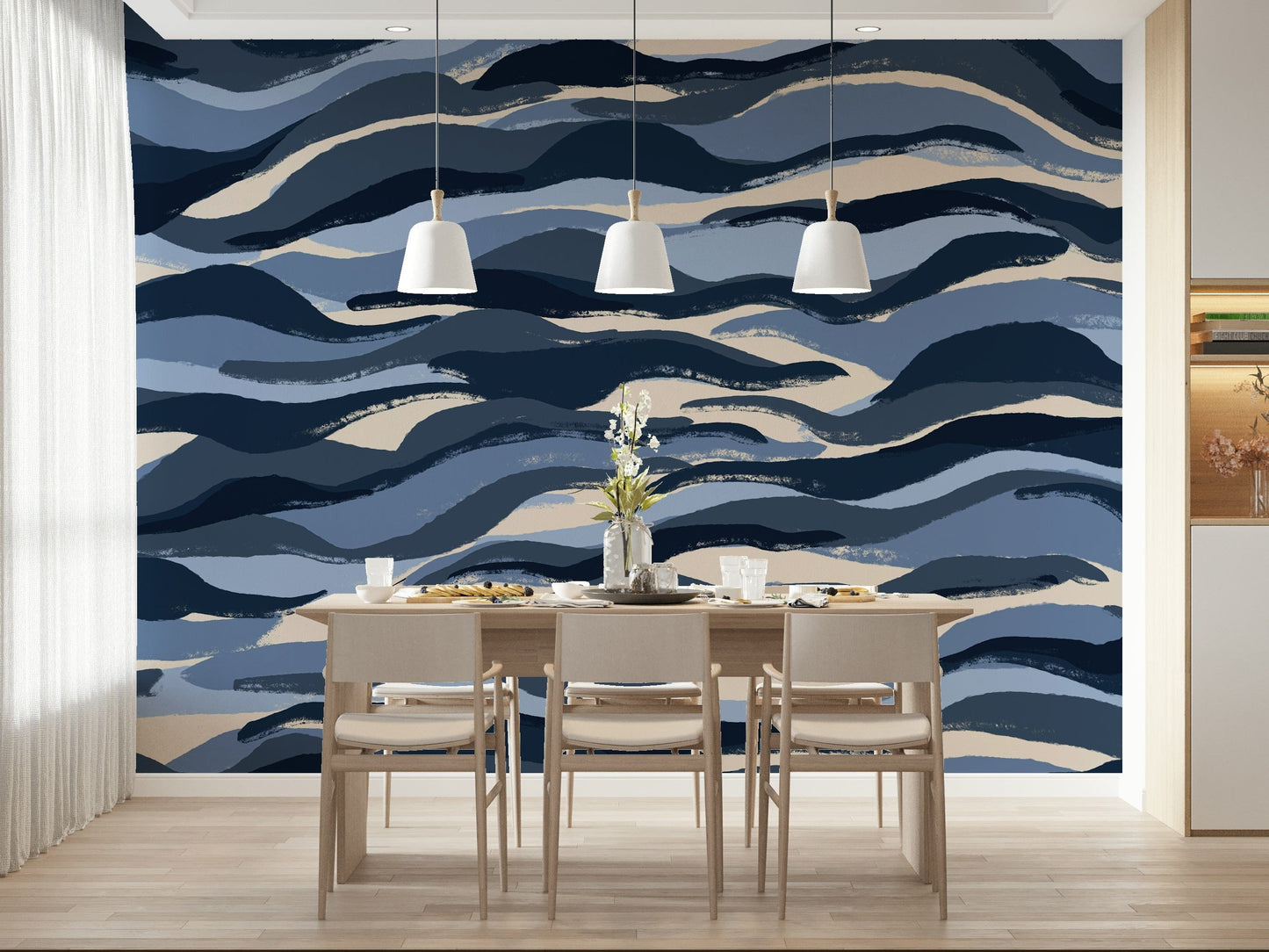 An artistic nature seascape mural for home decor.