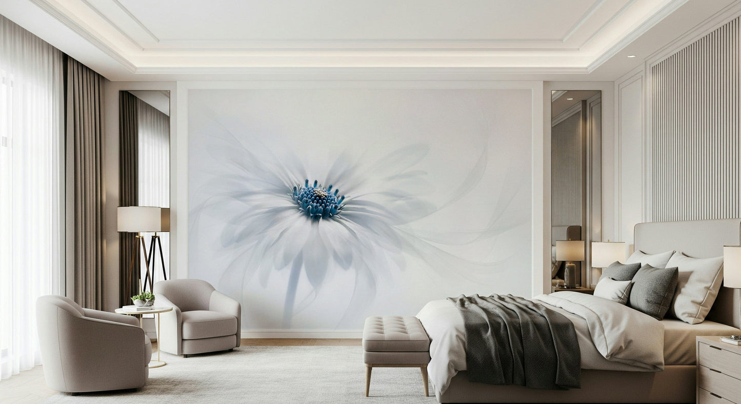 A contemplative floral pattern wallpaper mural for a feature wall.

