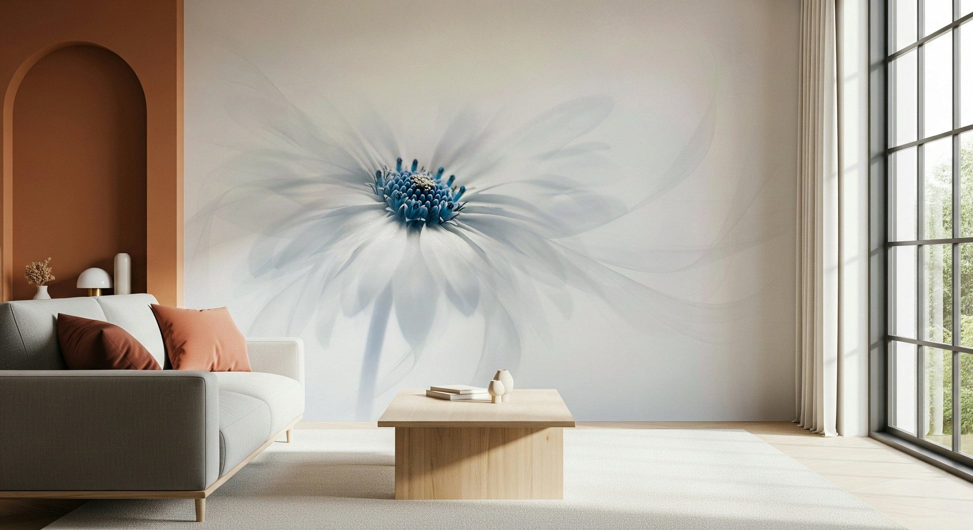 A tranquil subtle flower wall mural for your decor.

