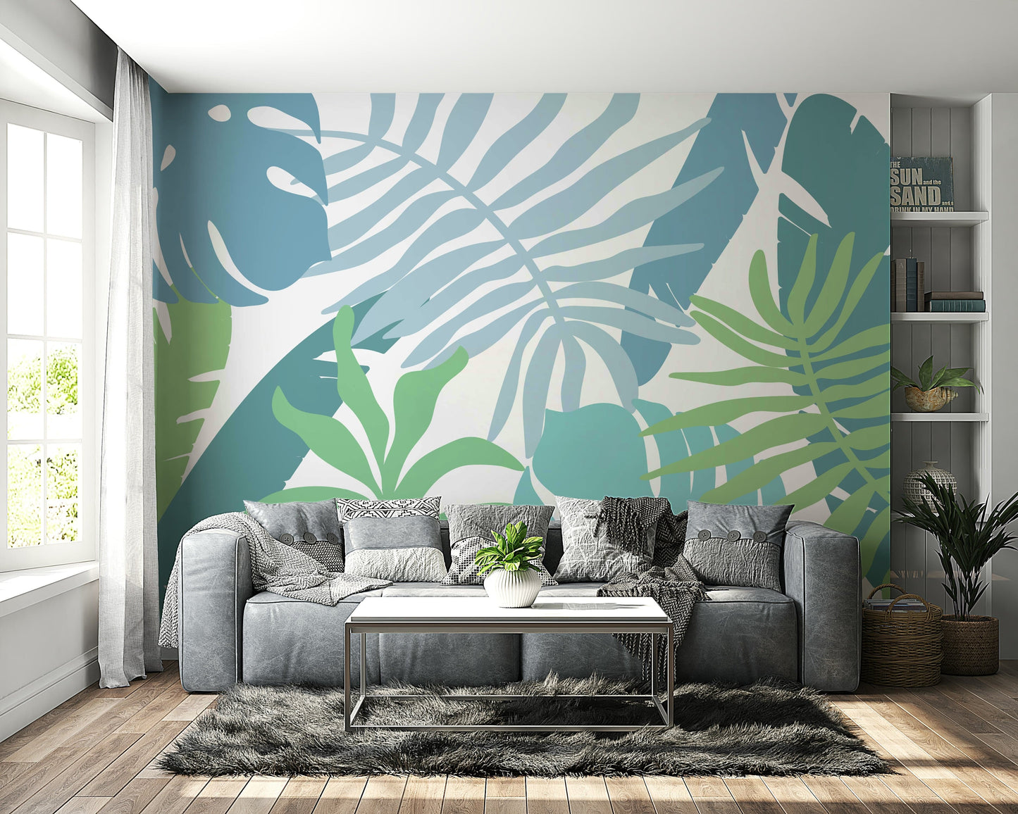 An artistic nature inspired mural for home decor.

