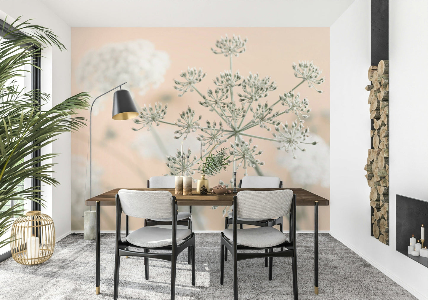 Intricate Cow Parsley detail, sophisticated pastel color scheme wall art.