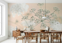 Pale Cow Parsley pattern, refreshing scandinavian style wall mural print.