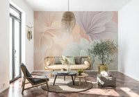 Vintage Botanical Mural for an open plan living space.