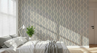 Modern wallpaper for walls, gentle curves, muted pale tones.