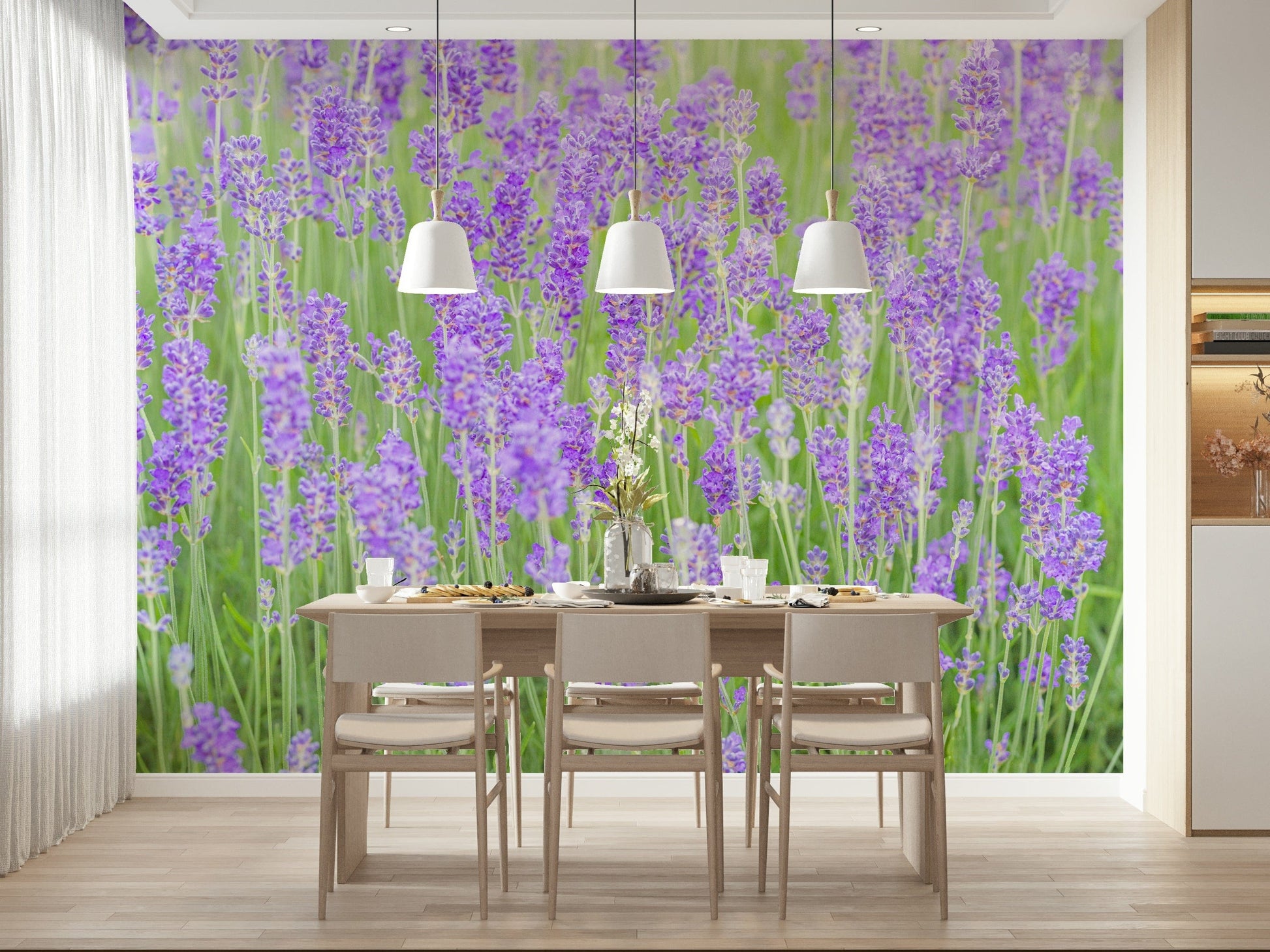 Field Dream floral scene, perfect light purple wall mural.