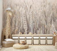 The peel and stick wallpaper on a smooth wall surface.

