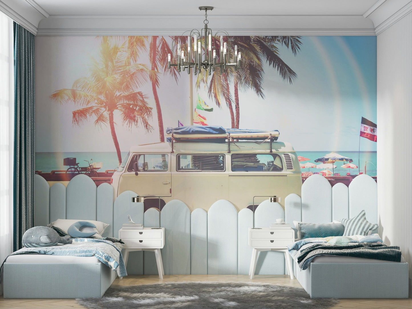 Stylish camper van design wall mural for unique interiors.

