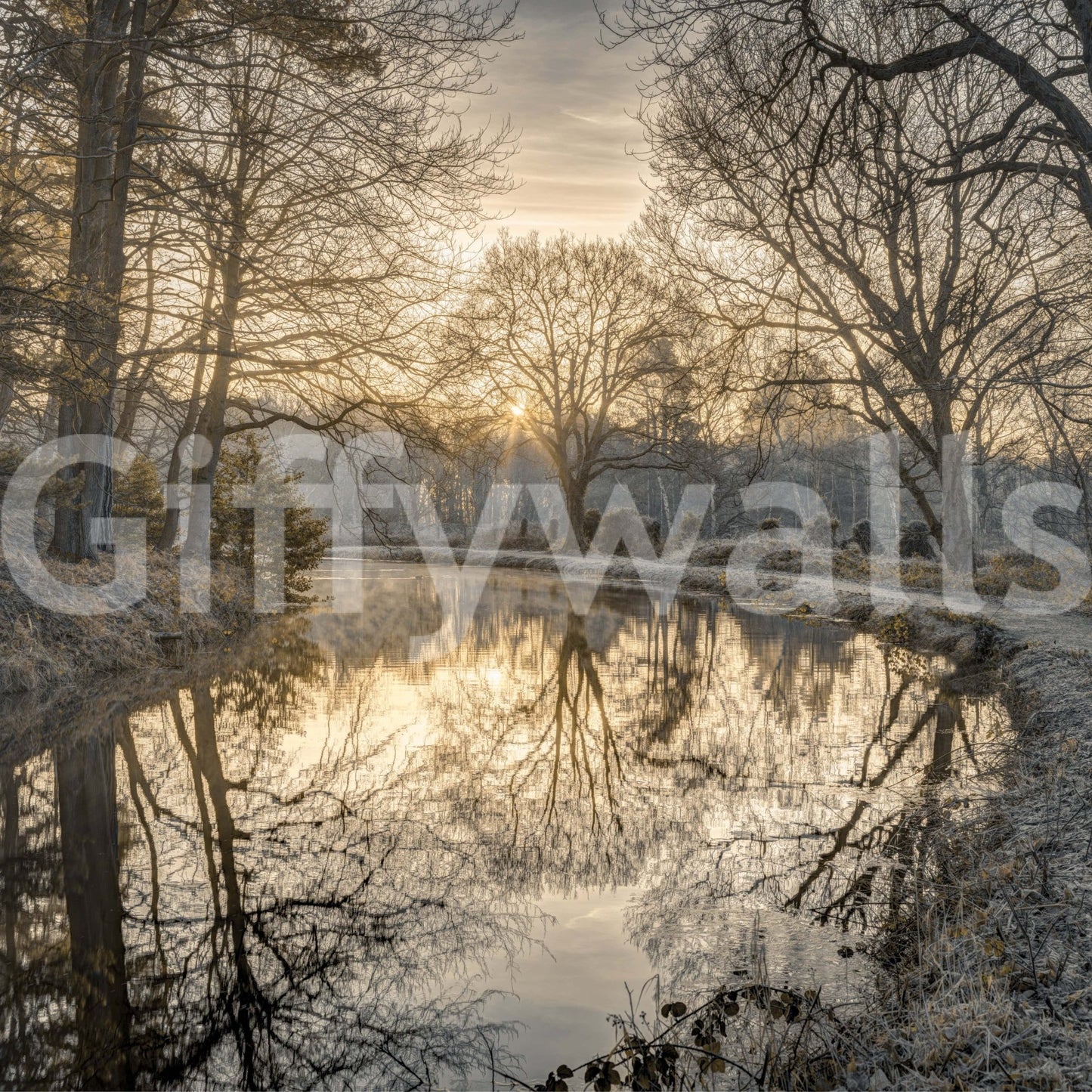 Ambient light Canal Sunrise wall decor, spectacular natural vista.