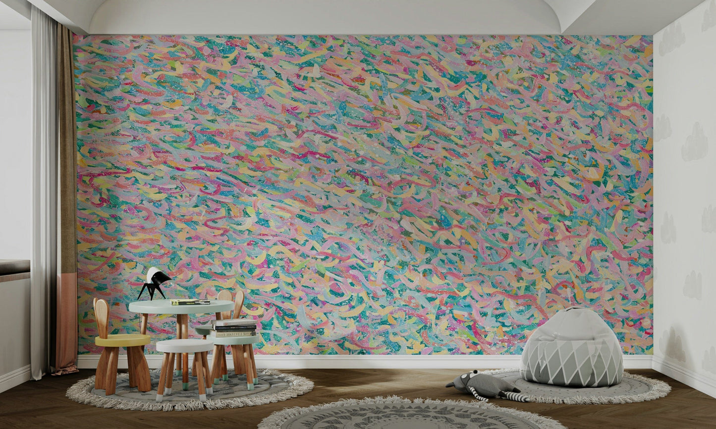 A beautiful modern sweet wall mural for a child's room.

